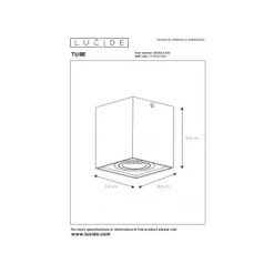 Lucide TUBE Spot GU10 Opbouw Vierk 9.6/9.6/12.5cm Zwart