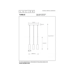 Lucide TUBULE Hanglamp Led 3x7W 2700K Zwart
