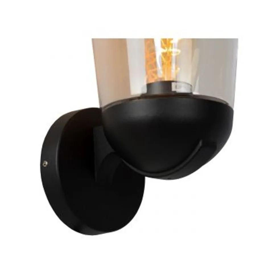 Lucide TULSA Wandlamp Buiten-Zwart-1xE27-40W-IP44-Glas