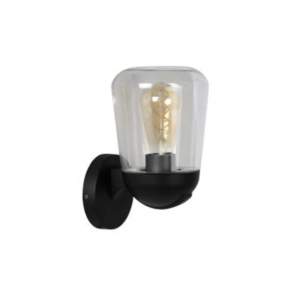 Lucide TULSA Wandlamp Buiten-Zwart-1xE27-40W-IP44-Glas