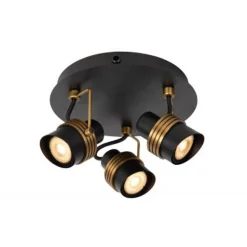 Lucide TUNDRAN Plafondspot-Zwart-Ø21-3xGU10-5W-Metaal