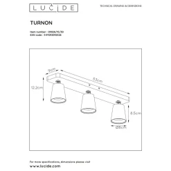 Lucide TURNON - Plafondspot - LED Dim to warm - GU10 - 3x5W 2200K/3000K - Zwart Lucide