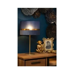 Lucide TUSSE. Tafellamp-Blauw-Ø30-1xE14-40W-Linnen