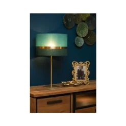 Lucide TUSSE. Tafellamp-Groen-Ø30-1xE14-40W-Linnen