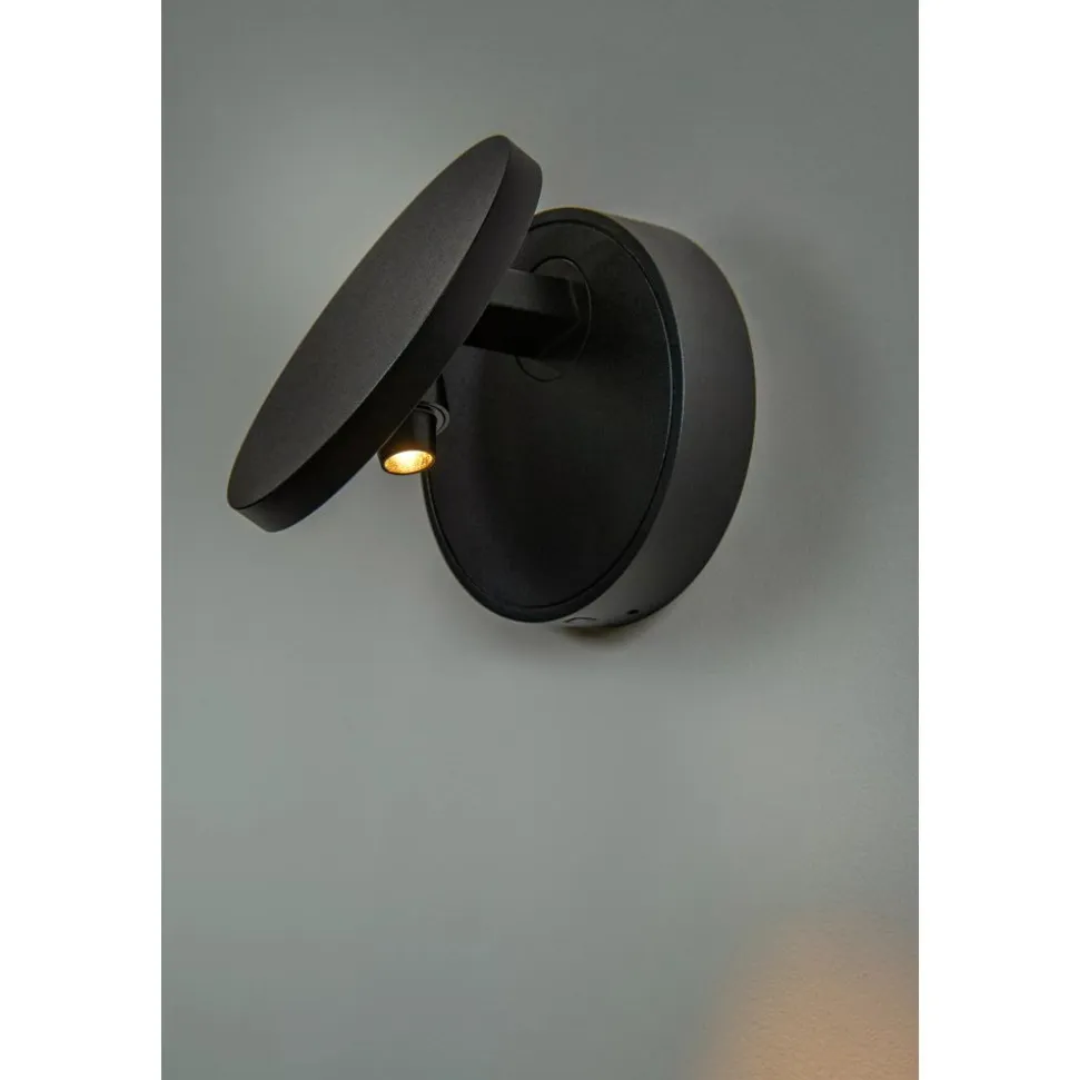 Lucide UFOR Wandlamp-Zwart-LED Dimb.-5,7W-1800K/3000K