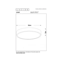 Lucide UNAR Plafonnière-Mat Go.-Ø30-LED Dimb.-18W-2700K
