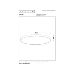 Lucide UNAR Plafonnière-Mat Go.-Ø80-LED Dimb.-80W-2700K