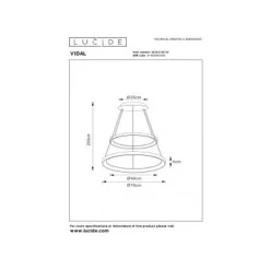 Lucide VIDAL Hanglamp-Mat Go.-Ø78-LED Dimb.-92W-2700K
