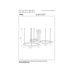 Lucide VIDAL Hanglamp-Zwart-Ø78-LED Dimb.-120W-2700K