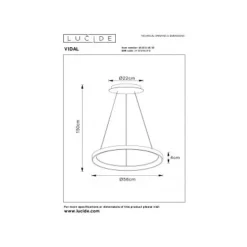 Lucide VIDAL Hanglamp-Zwart-Ø58-LED Dimb.-48W-2700K