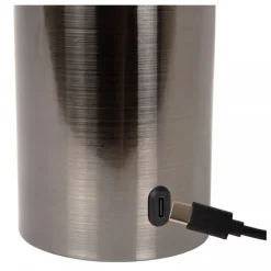 Lucide VIVO - Oplaadbare Tafellamp - Accu/Batterij - Ø 8 cm - LED Dimb. - E27 - 1x1W 2700K - Mat zwart chroom