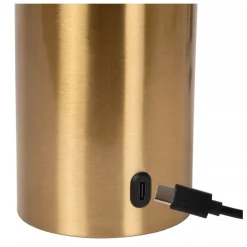 Lucide VIVO - Oplaadbare Tafellamp - Accu/Batterij - Ø 8 cm - LED Dimb. - E27 - 1x1W 2700K - Mat Goud / Messing