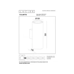 Lucide VOLANTIS Wandspot Buiten-Zwart-2xE27-40W-IP54