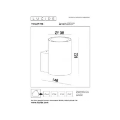 Lucide VOLANTIS Wandspot Buiten-Zwart-1xE27-40W-IP54