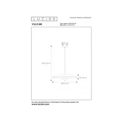 Lucide VULCAN Hanglamp-Zwart-Ø47-LED Dimb.-9W-3000K-Staal