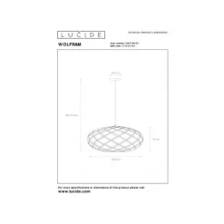 Lucide WOLFRAM - Hanglamp - Ø 65 cm - 1xE27 - Mat Goud / Messing