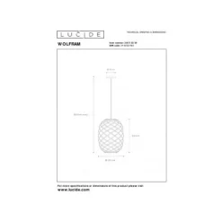 Lucide WOLFRAM - Hanglamp - Ø 32 cm - 1xE27 - Zwart