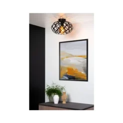 Lucide WOLFRAM - Plafonnière - Ø 30 cm - 1xE27 - Zwart