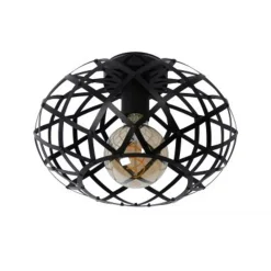 Lucide WOLFRAM - Plafonnière - Ø 30 cm - 1xE27 - Zwart
