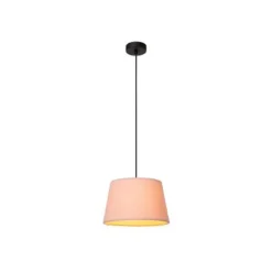 Lucide WOOLLY Hanglamp-Roze-Ø28-1xE27-60W-Katoen