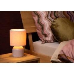 Lucide WOOLLY Tafellamp-Roze-Ø16-1xE14-40W-Katoen