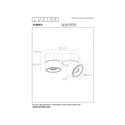 Lucide YUMIKO - Plafondspot - Ø 7,8 cm - LED Dimb. - 2x10W 2700K - Wit Lucide