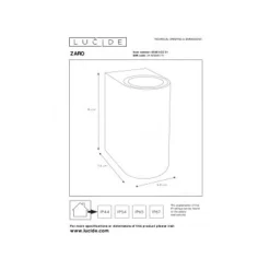 Lucide ZARO - Wandspot Buiten - 2xGU10 - IP44 - Wit