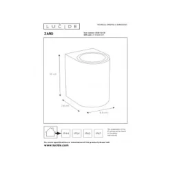 Lucide ZARO - Wandspot Buiten - 1xGU10 - IP44 - Zwart