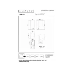 Lucide ZARO IR Wandspot Buiten-Zwart-1xGU10-7W-IP65