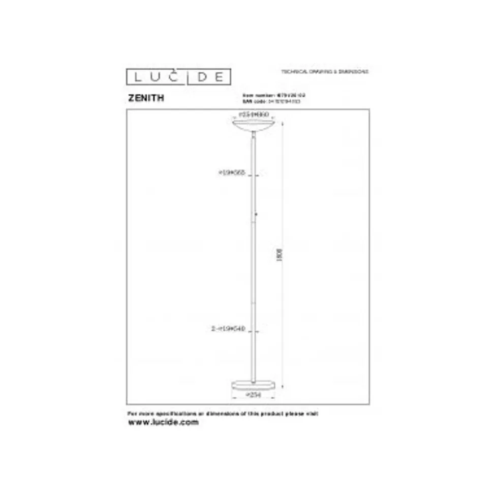 Lucide ZENITH Vloerlamp-Mat Go.-LED Dimb.-20W-3000K