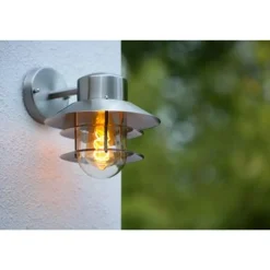 Lucide ZICO - Wandlamp Buiten - Ø 21,8 cm - 1xE27 - IP44 - Mat chroom