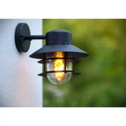 Lucide ZICO - Wandlamp Buiten - Ø 21,8 cm - 1xE27 - IP44 - Zwart
