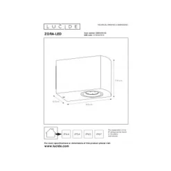 Lucide ZORA-LED - Wandspot Buiten - LED Dimb. - GU10 - 1x5W 3000K - IP44 - Zwart
