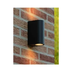 Lucide ZORA-LED - Wandspot Buiten - LED Dimb. - GU10 - 2x5W 3000K - IP44 - Zwart Lucide