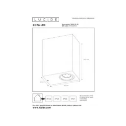 Lucide ZORA-LED Wandlicht 2xGU10/5W L9 W6.5 H15cm Zwart