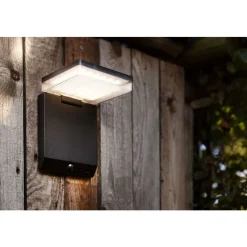 Lutec MOZE Solar wandlamp Mat zwart LED 8W