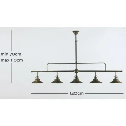 Marckdael BILIARDO INDOOR 0187/5F ANTIQUE BRASS 5*E27 + METAL SHELL