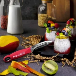 Microplane Dunschiller met kartel rood/rvs