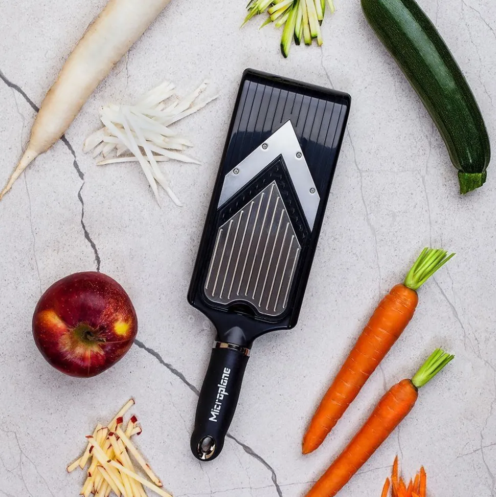 Microplane V-rasp slicer/julienne zwart traploos verstelbaar