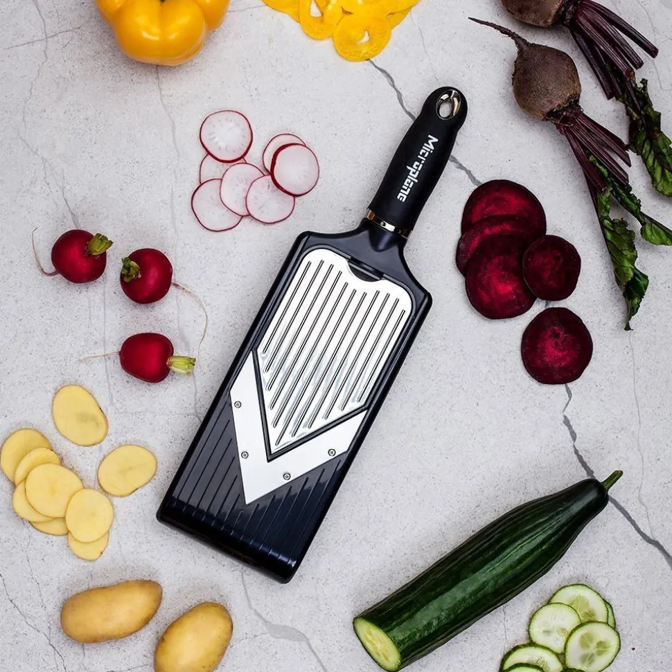 Microplane V-rasp slicer/julienne zwart traploos verstelbaar
