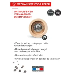 Peugeot Boreal Manuele pepermolen van hout 12cm rotsgrijs