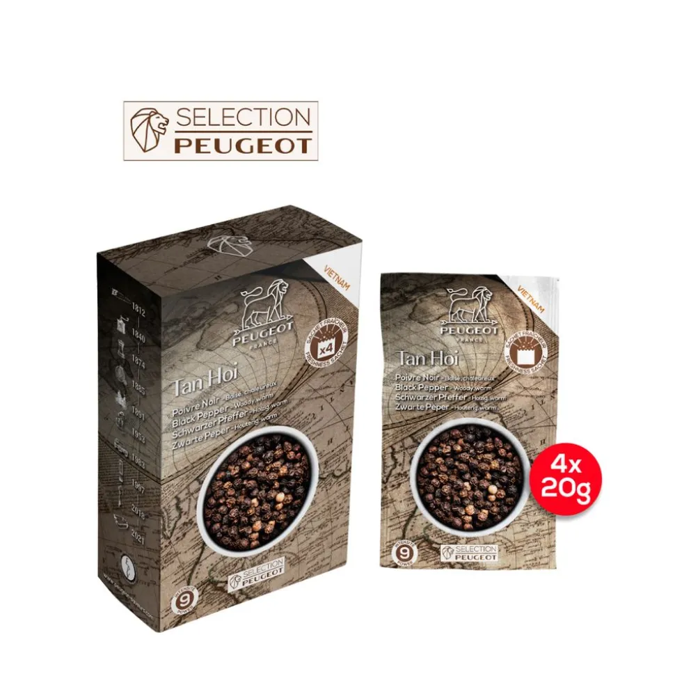 Peugeot Tan Hoi Zwarte peper uit Vietnam, 80 g - 4 vershoudzakjes van 20 g