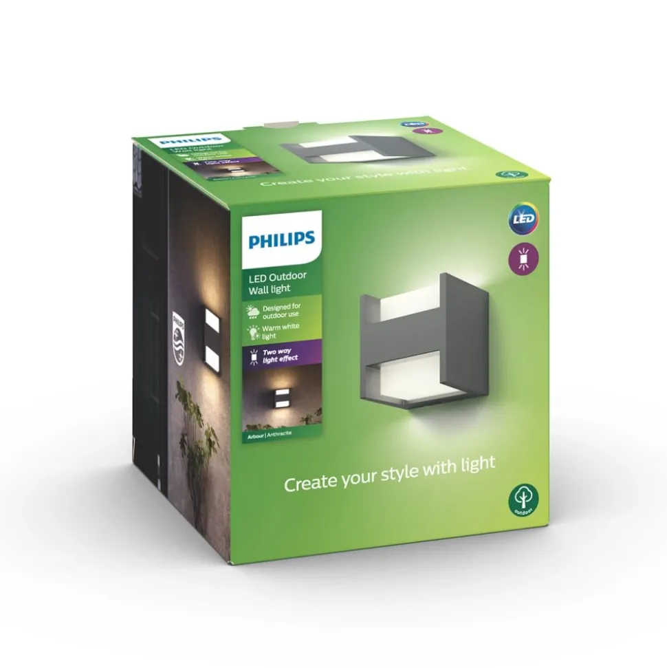 Philips Lighting Arbour wall lantern anthracite 2x4.5W