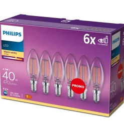 Philips Lighting LED kaarslampE14 B35 4W-40W WW (6pcs)