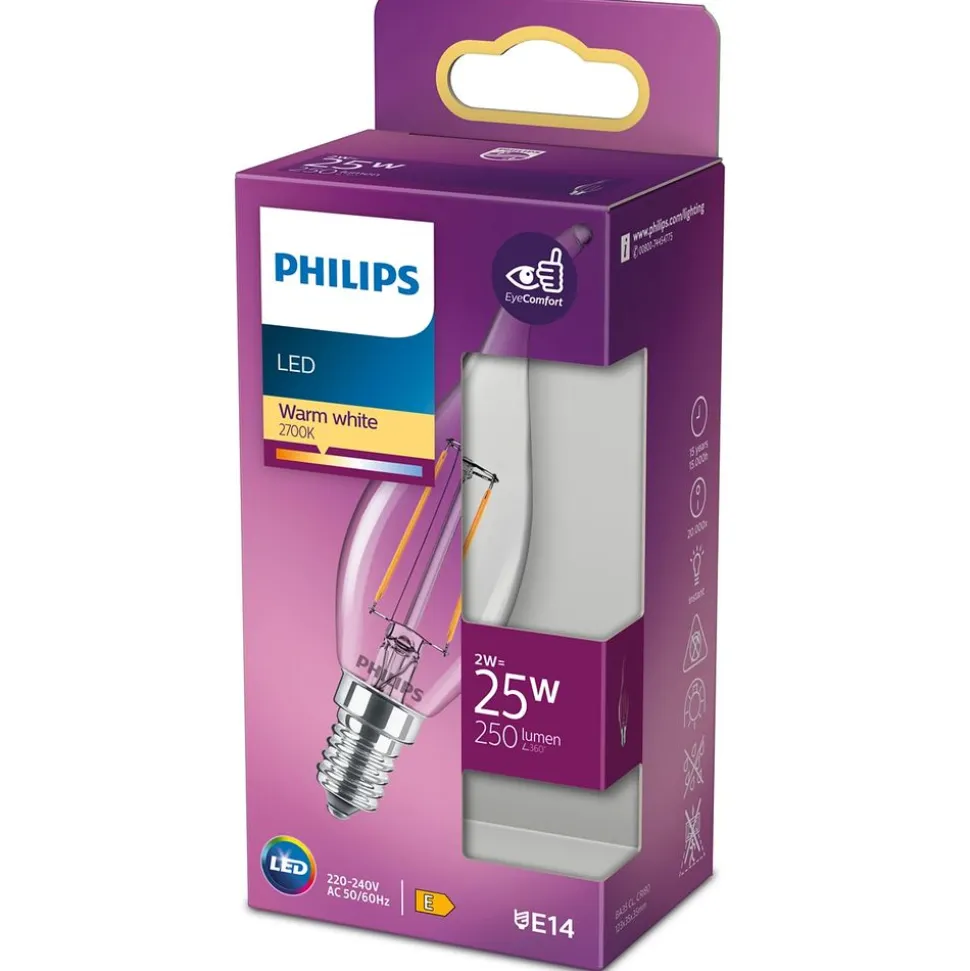 Philips Lighting LED kaarslamp Filament E14 BA35 2W-25W