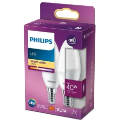 Philips Lighting Led Kaarslamp 40W B35 E14 x2