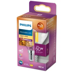 Philips Lighting LED kogellamp filament E14 P45 5,9W-60W Dimbaar