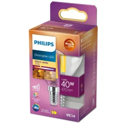 Philips Lighting LED kogellamp filament E14 P45 3,4W-40W Dimbaar
