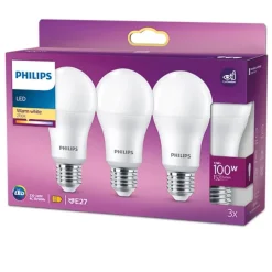 Philips Lighting LED Lamp Energiezuinig Mat 100 W E27 warmwit licht 3 stuks