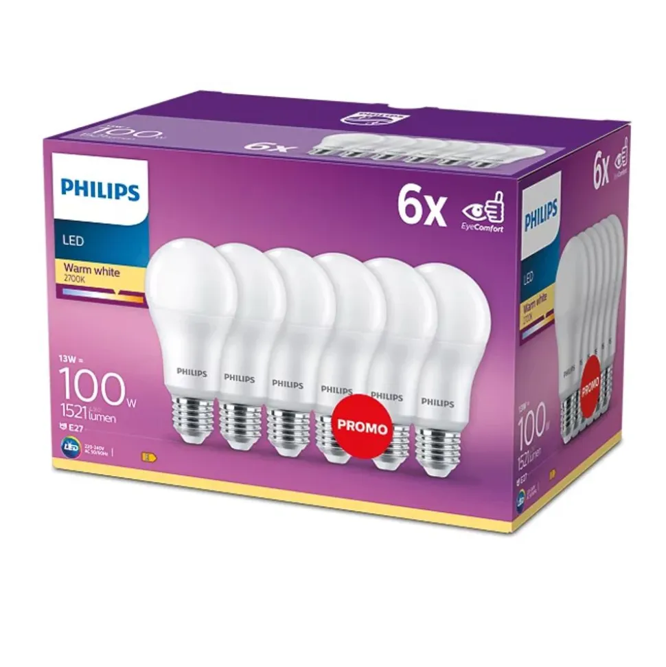 Philips Lighting Led Lamp 100W A60 E27 x6